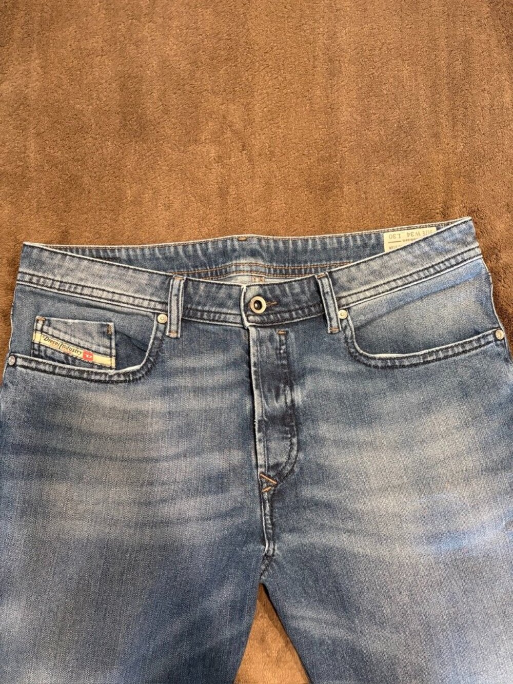 DIESEL Buster Regular Slim-Tapered Stretch Jeans Blue Wash Men's W34 L30